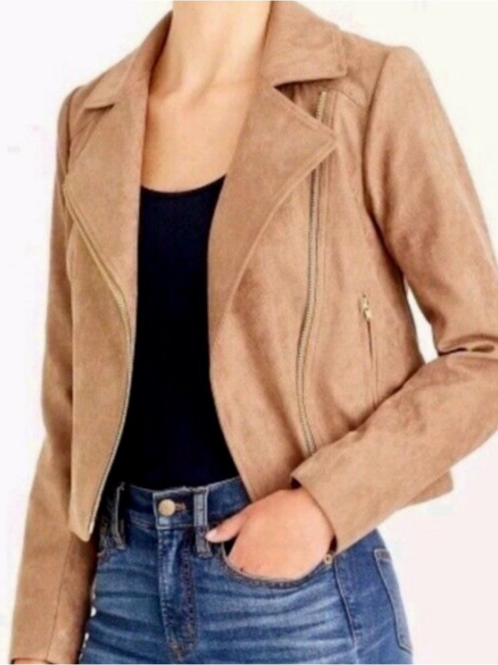 J Crew Mercantile Suede Moto Jacket - Camel